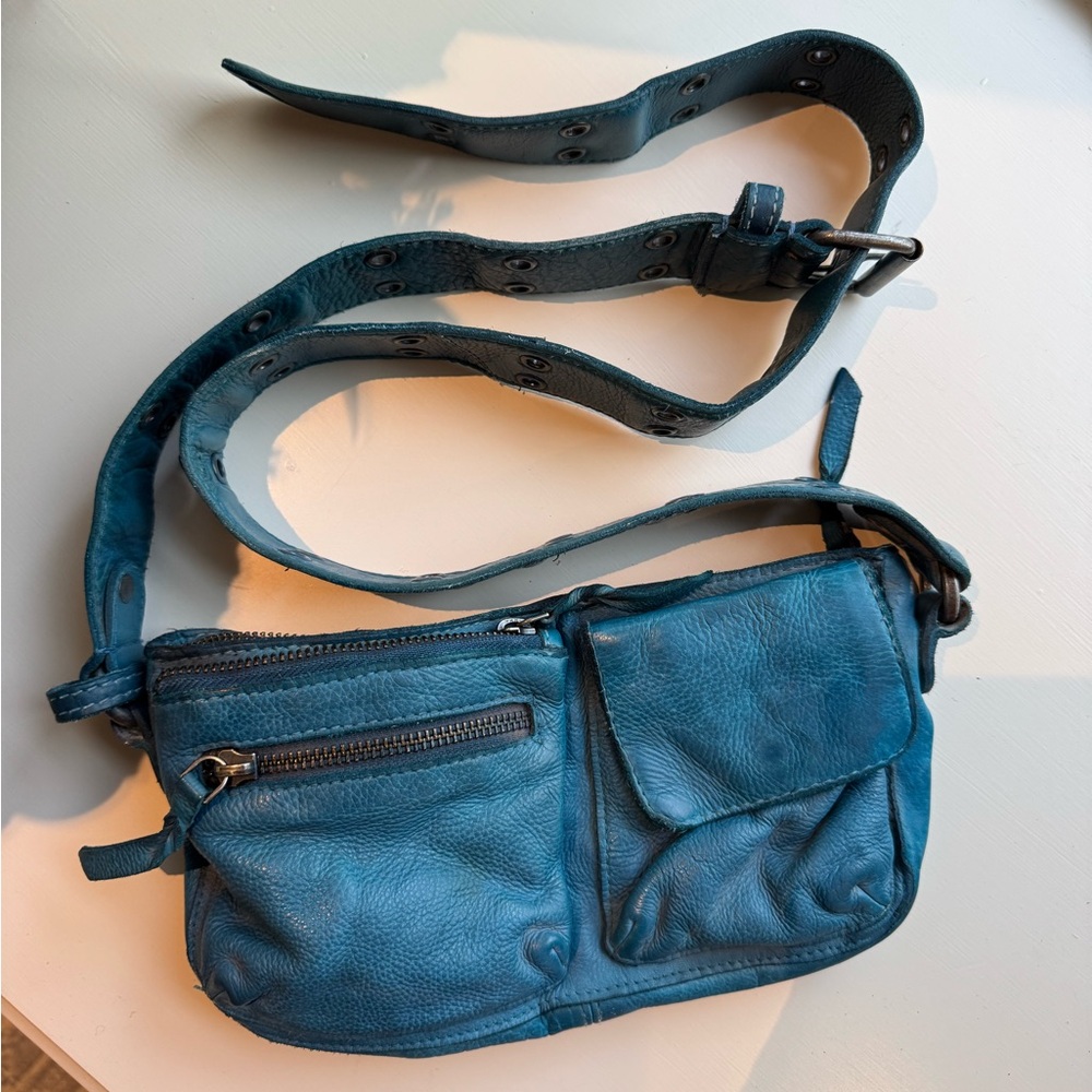 Free People Blue Leather Shoulder Bag